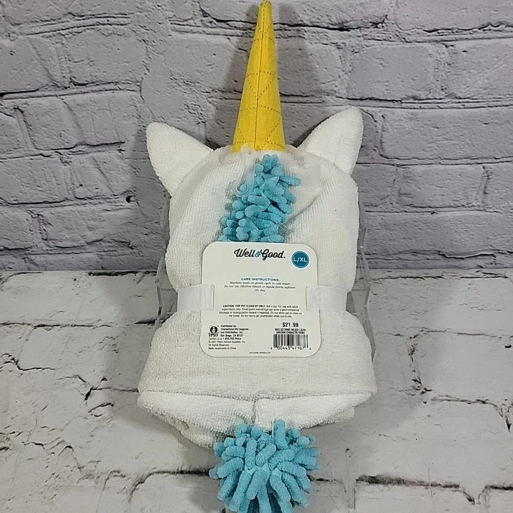 Well Good Hooded Dog Pet Towel Unicorn‎ Size L/XL 30